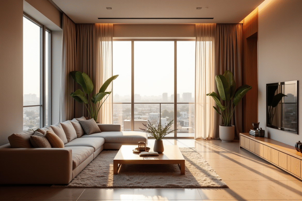 Intérieur d'un appartement moderne au Maroc lumineux et élégant