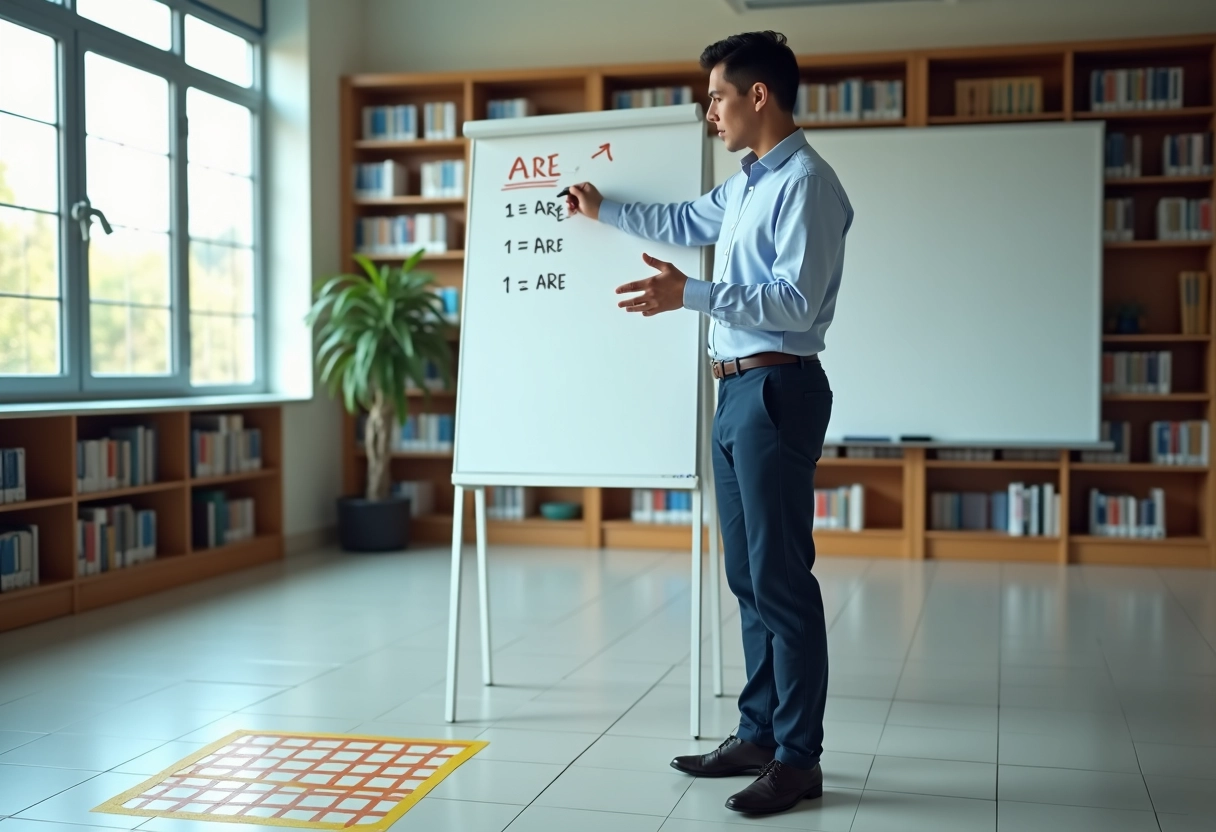 Jeune homme expliquant la conversion en classe