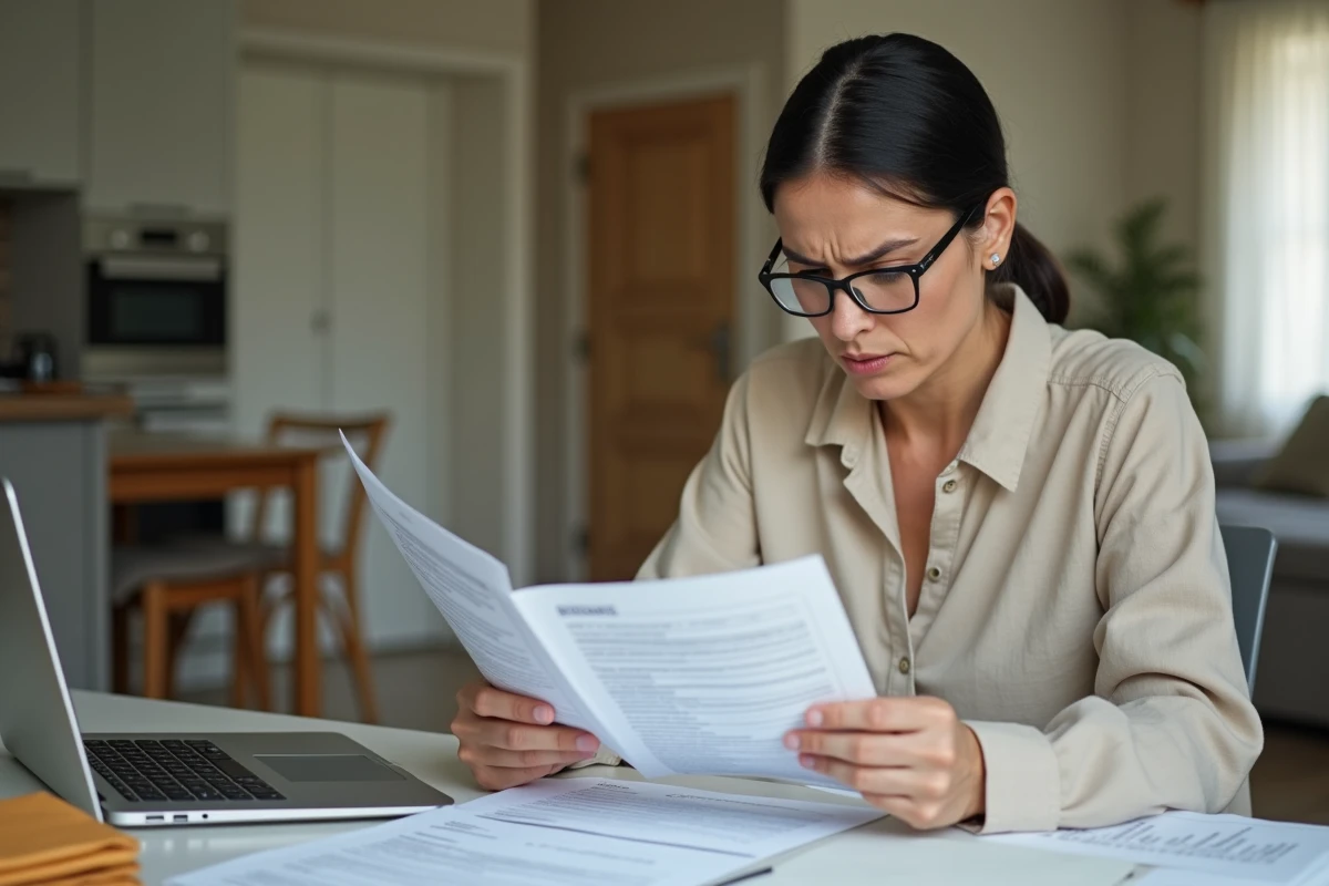Femme confrontée aux démarches administratives complexes d'une succession immobilière sans DAACT