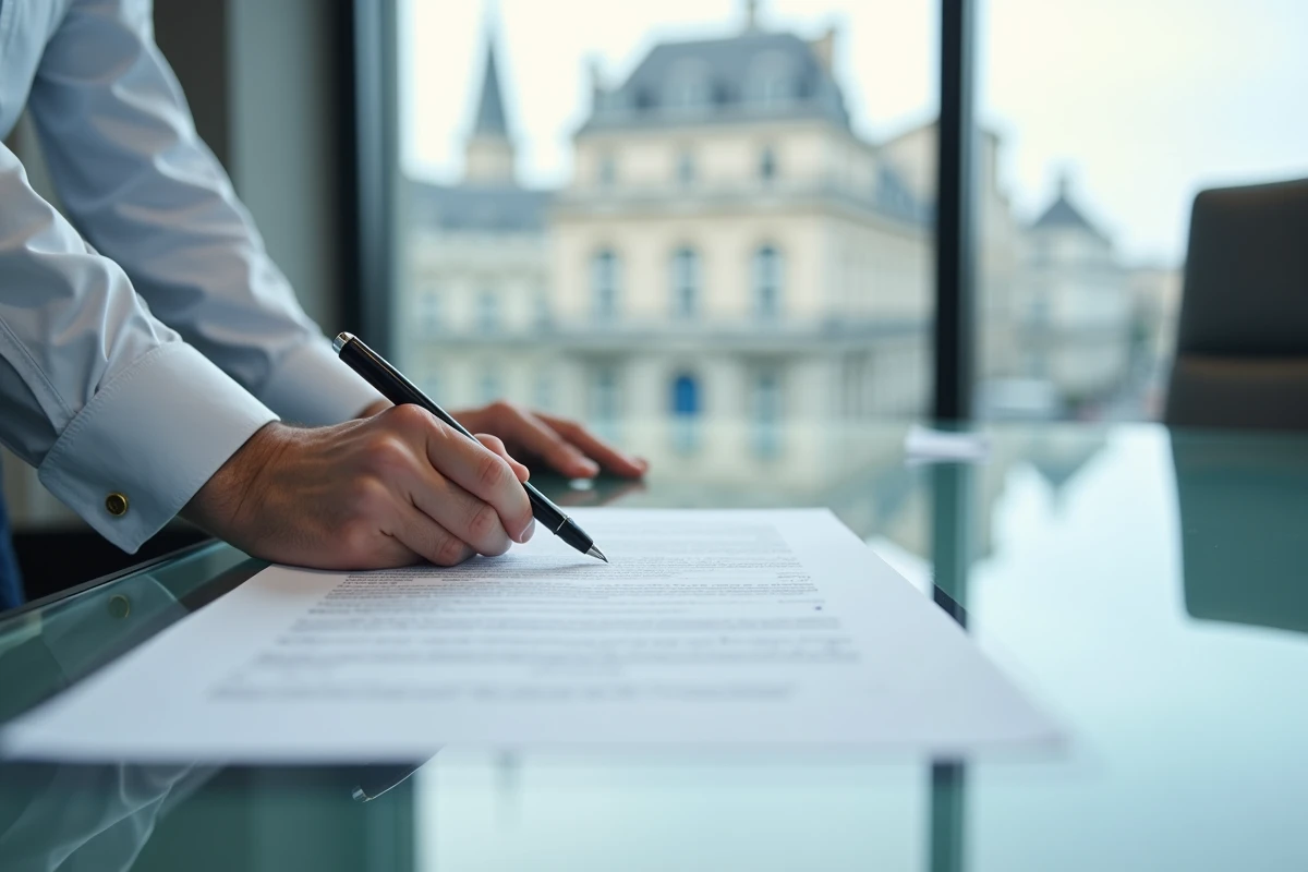 Homme pointant une erreur de coche sur un document notarial posé sur une table de réunion à Limoges