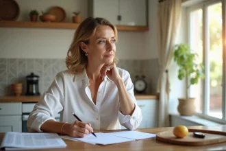 Femme d affaires française examine documents immobiliers