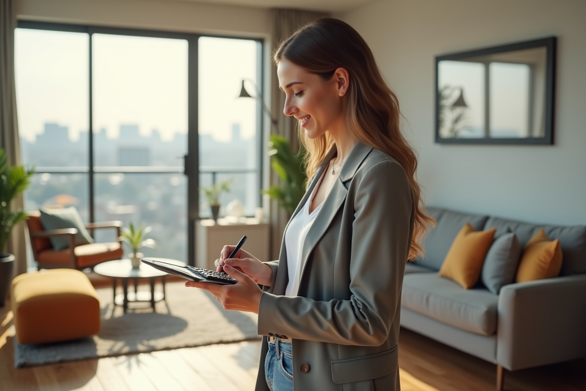 Jeune femme évaluant un formulaire immobilier