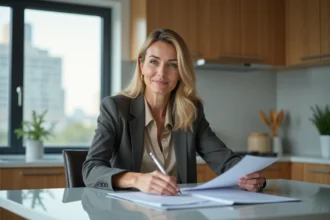 Femme professionnelle dans un appartement moderne