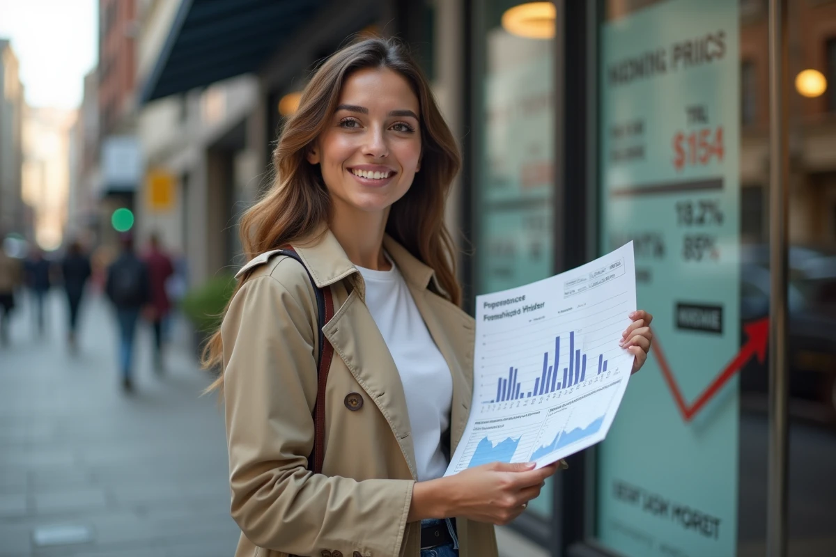 Jeune femme avec un graphique sur l