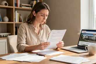 Femme lisant attentivement une annonce de location pour éviter les pièges courants