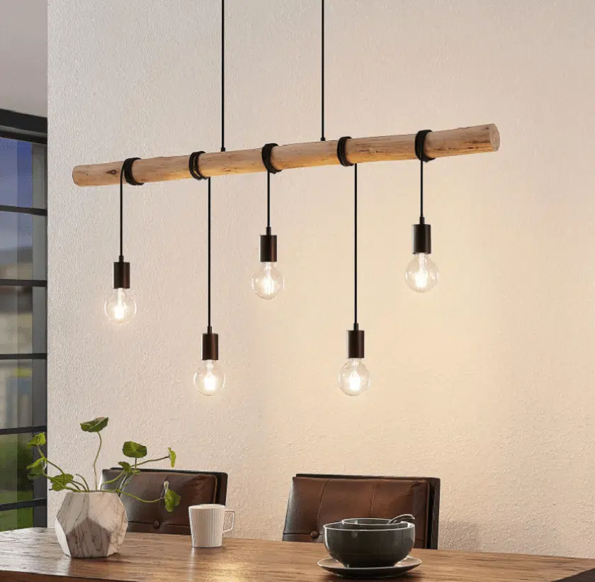 Lindby Rom suspension poutres en bois