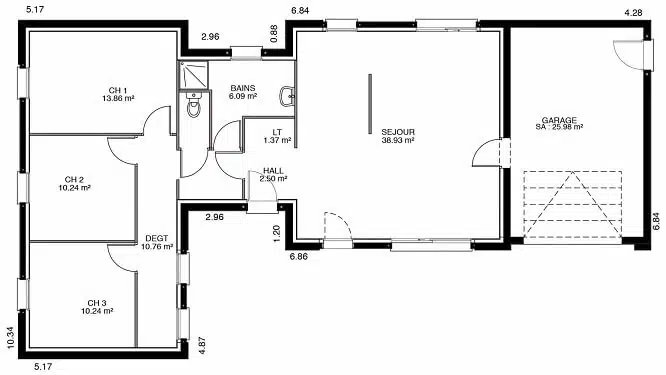 plan maison plain pied