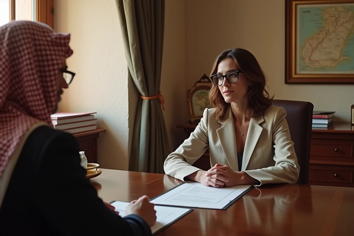 Réunion chez le notaire pour la création d'une société en vue d'acheter un riad à Marrakech