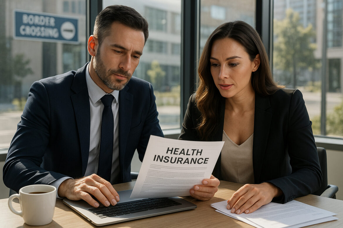 Homme et femme confiants au bureau examinant documents santé