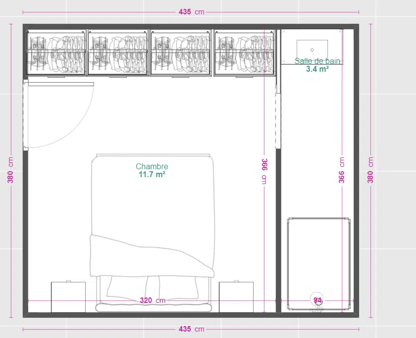 plan suite parentale 15 m²