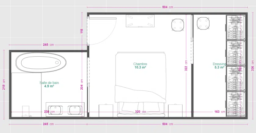 plan suite parentale 20 m²